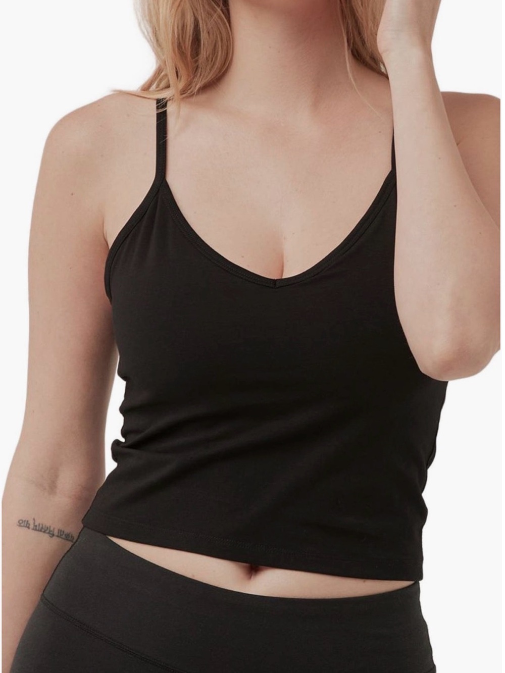 Pact Organic Cotton Everyday Cropped Camisole in Black Size Small